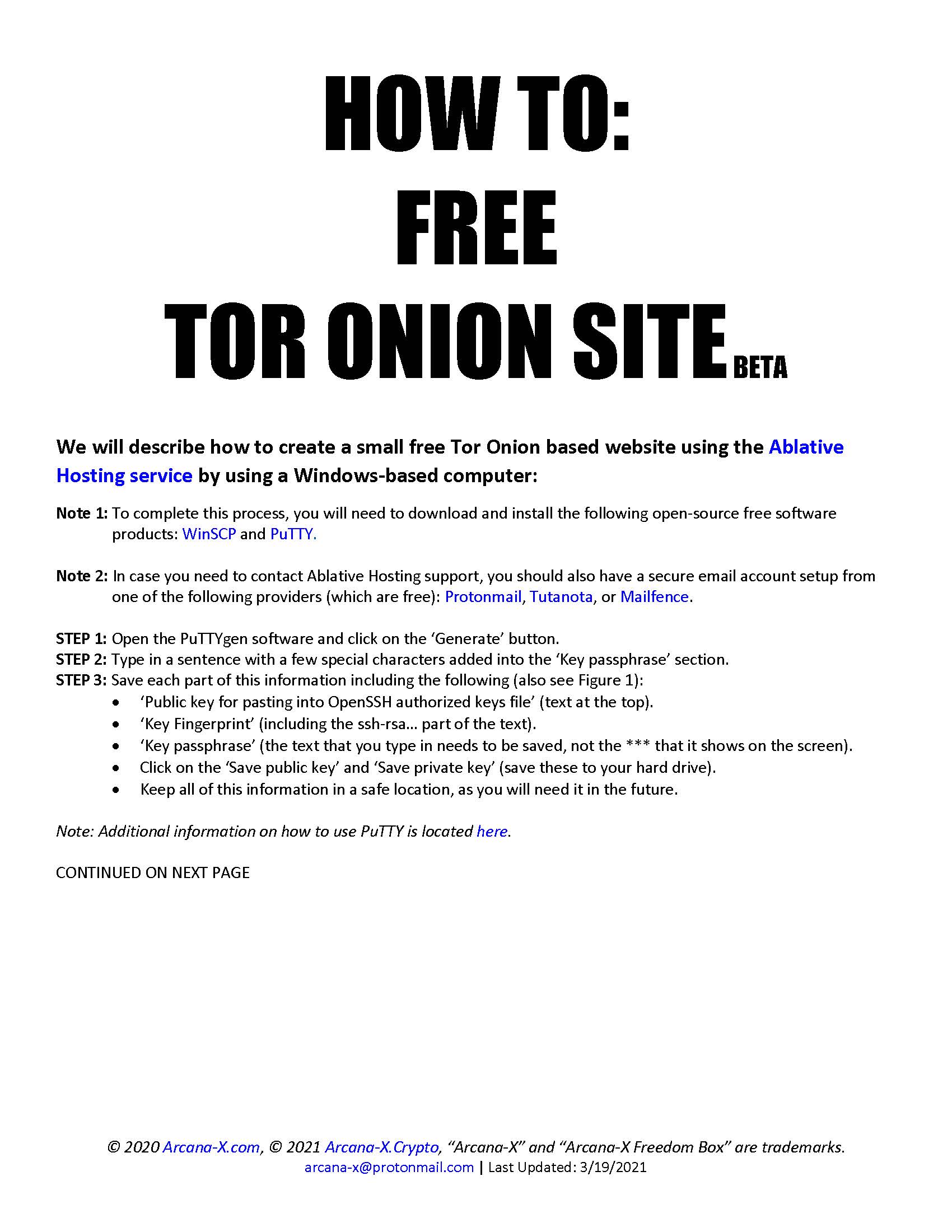 HOW TO: FREE TOR ONION SITE